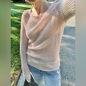 BCBG MaxAzria Metallic Dusty Pink Crochet Sweater